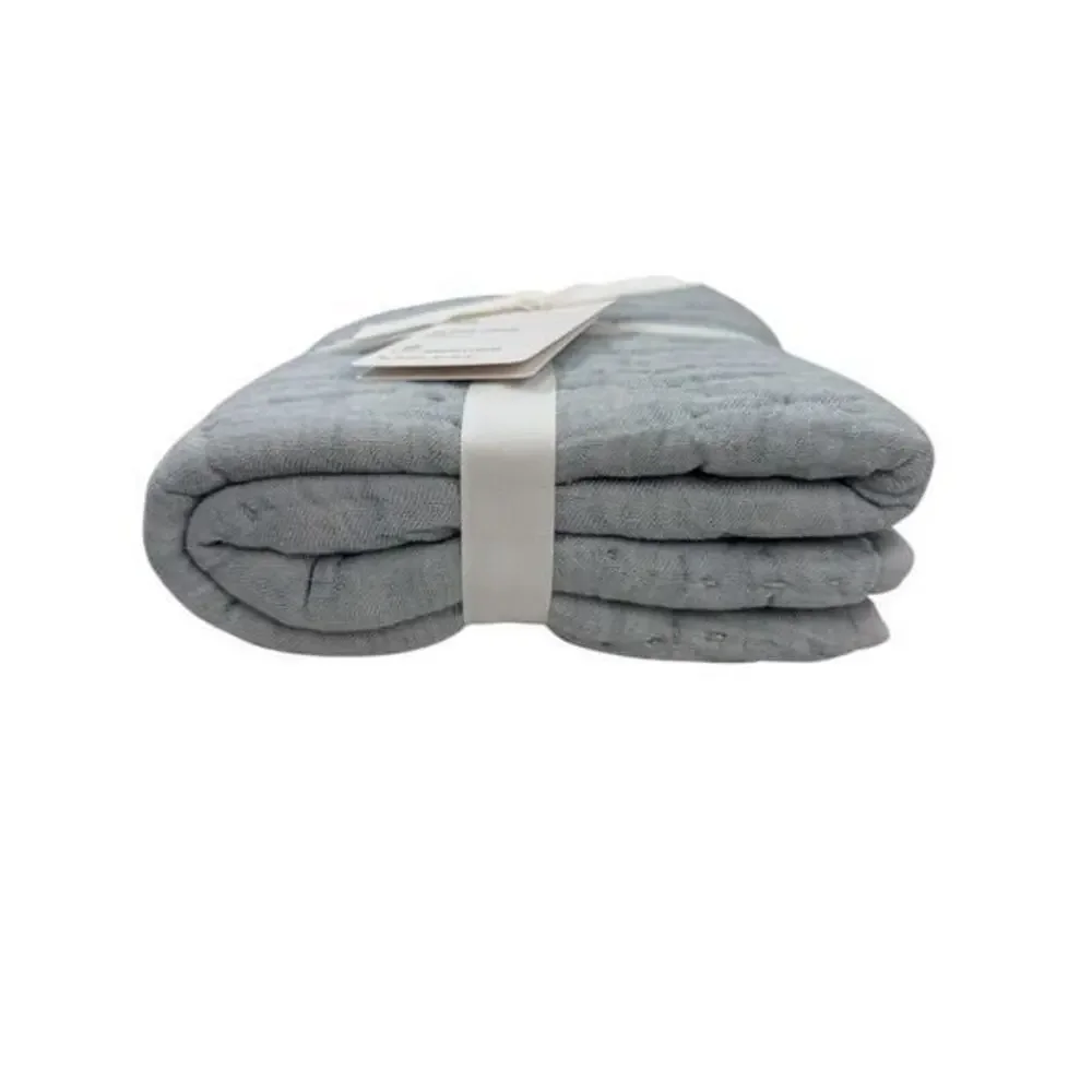 Pottery Barn Cloud Linen Cotton Quilted King Size Sham Chambray NEW WITH TAGS